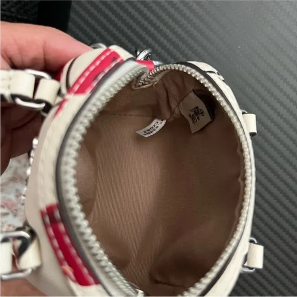 Coach Rowan Cherry Print Mini Bag in White and Red Key Chain - Picture 6 of 6